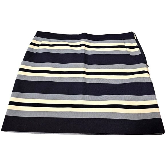 Michael Kors Womens Navy & Light Blue Striped Mini Skirt Size 10 Polyester/Spand - Picture 2 of 8